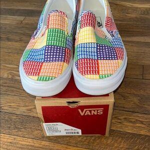 Vans Red and Blue Sneakers with Slip-On Style and Colorful Design